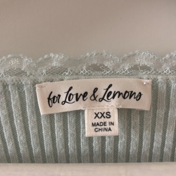 For Love And Lemons mint green Lace-Trimmed Top - Size XXS - Picture 3 of 4